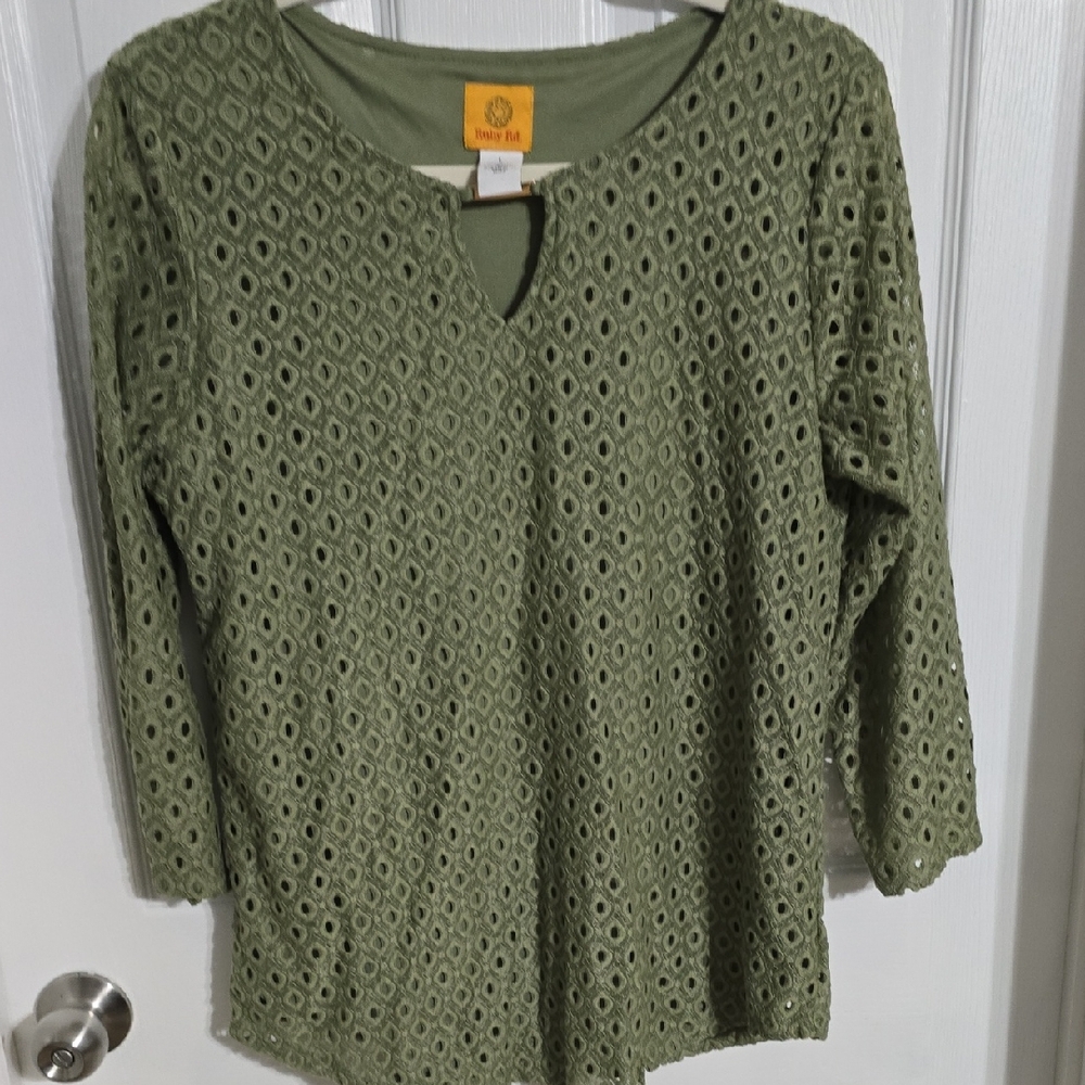 Ruby Rd. Green Eyelet Women's Blouse